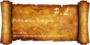 Pohrancz Lantos névjegykártya